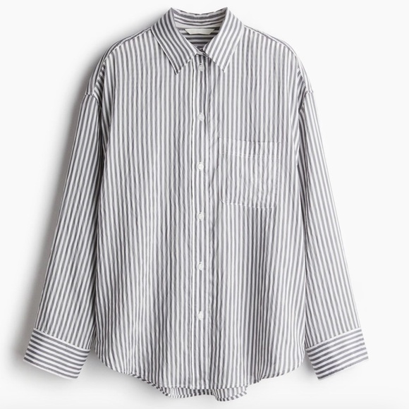 H&M Tops - H&M Oversized shirt, grey and white, size M